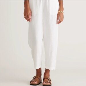 Quince White 100% Linen European Cropped Pull on Pants Medium Casual Summer